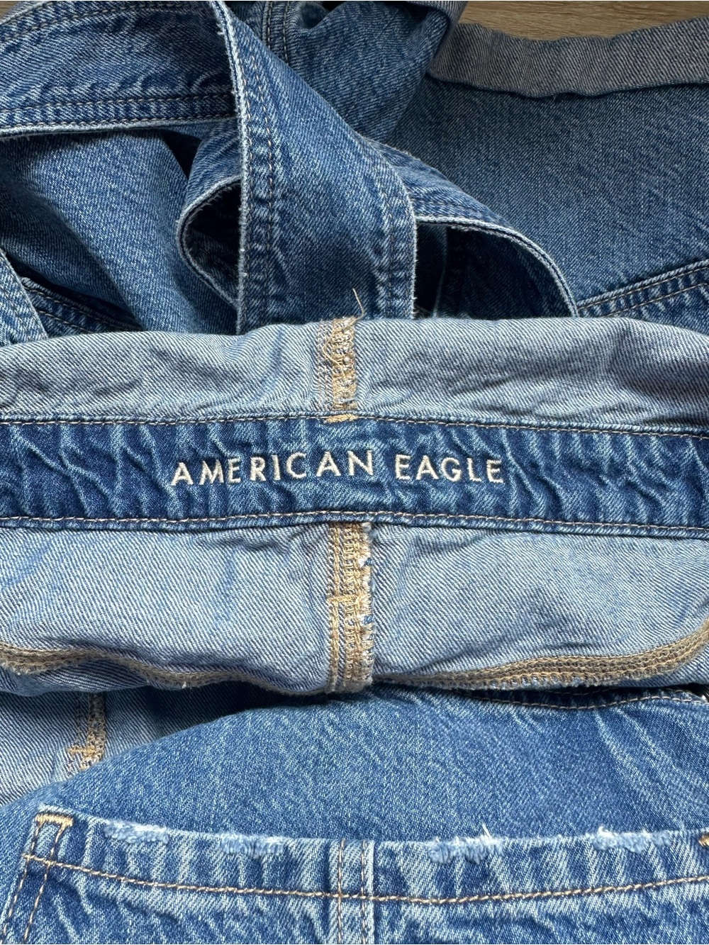 American Eagle Denim Short Overalls - Light Blue Women - Picture 5 of 12
